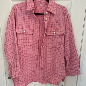 Pink Shacket with Pearl Buttons